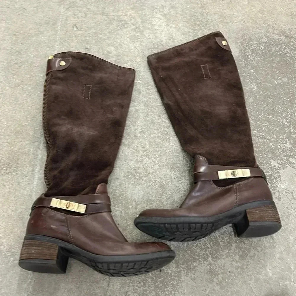 Locale suede leather brown riding  boots